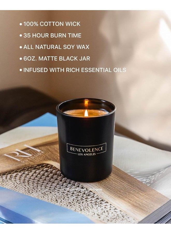 Benevolence LA Rose & Sandalwood Scented Candle | 6 oz Scented Candles for Home Scented | Natural Soy Candles Gifts for Women | 35 Hour Burn Aromatherapy Candle | Summer Candles