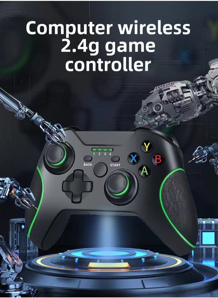 Wireless Game Controller with Vibration – 2.4G Smart TV Game  Controller, Compatible with PC, Steam, Android TV, and More(Black）