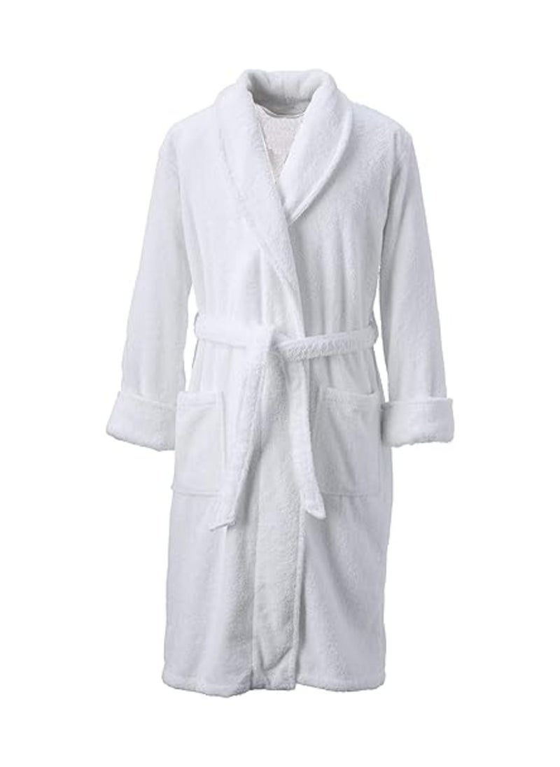 Super Soft Turkish Terry Cotton Bathrobe White Free Size none