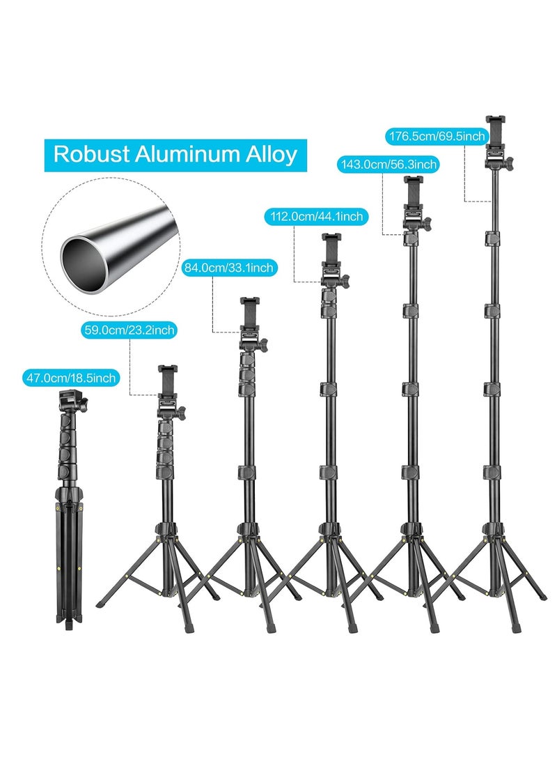 ProOne PHL1065 51 Inch Extendable Phone Tripod and Camera Stand with Bluetooth Remote and Clip,  Lightweight, Fireproof ABS + Aluminum Alloy, Adjustable Height