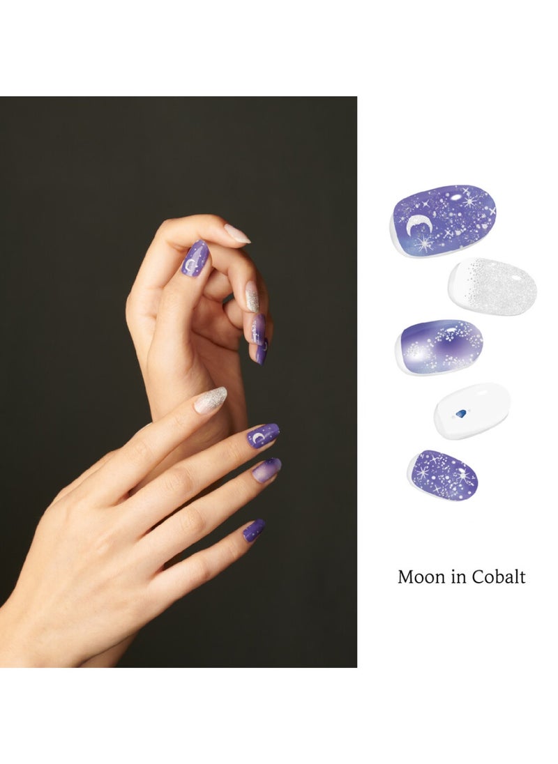 Moon in Cobalt Korean  Piece of Nail Art with Genuine Swarovski Crystals – Elegant, Long-Lasting Manicure