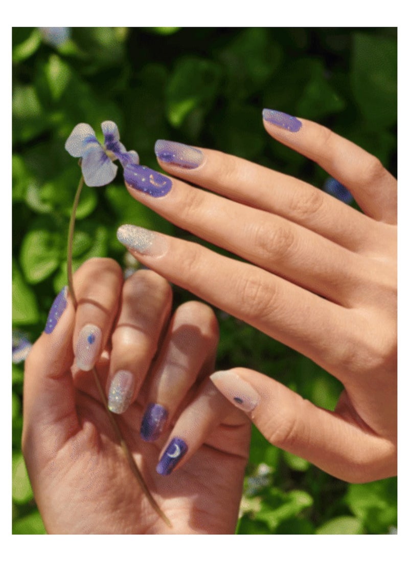 Moon in Cobalt Korean  Piece of Nail Art with Genuine Swarovski Crystals – Elegant, Long-Lasting Manicure