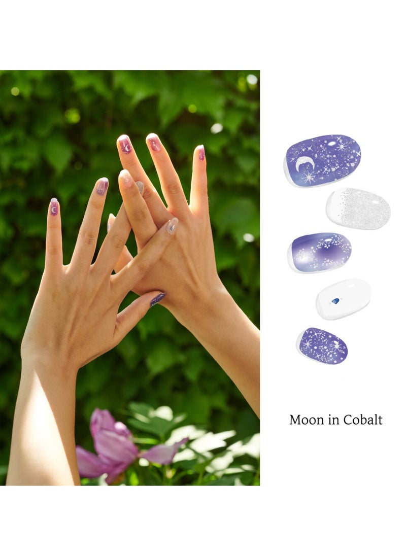 Moon in Cobalt Korean  Piece of Nail Art with Genuine Swarovski Crystals – Elegant, Long-Lasting Manicure