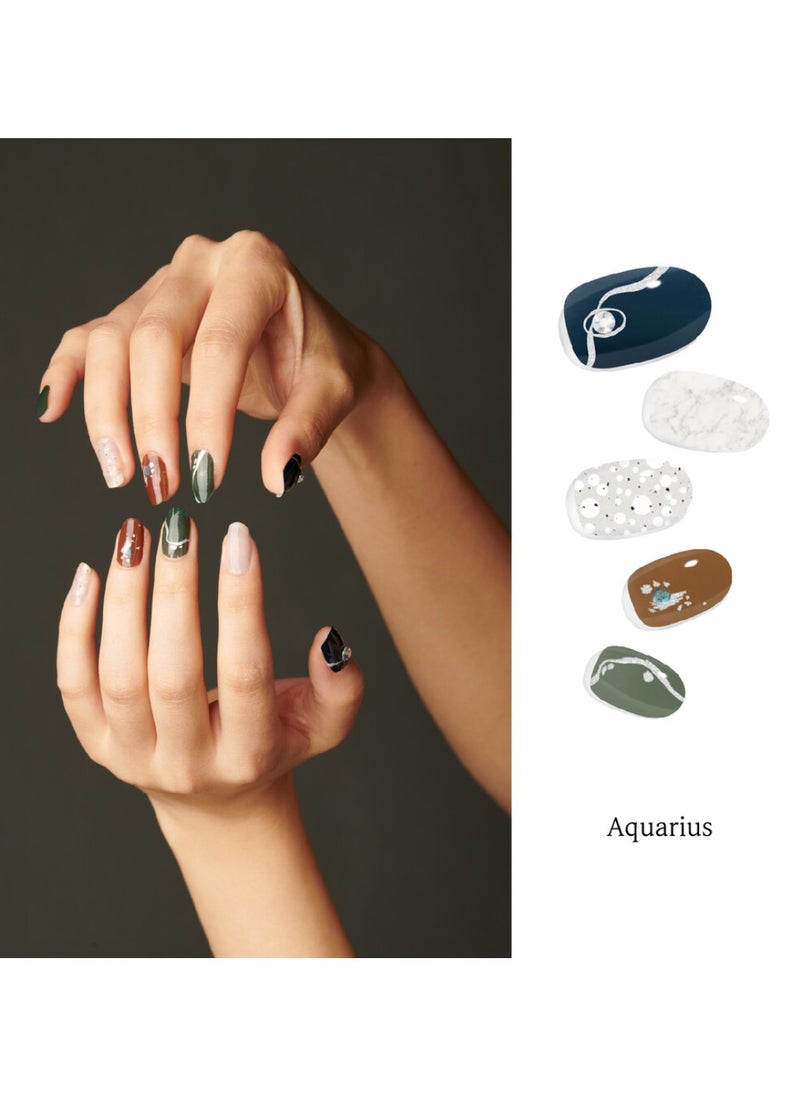 Aquarius 32 Piece of Korean Nail Art with Genuine Swarovski Crystals – Elegant, Long-Lasting Manicure
