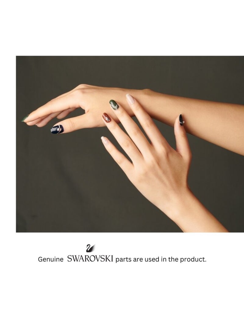 Aquarius 32 Piece of Korean Nail Art with Genuine Swarovski Crystals – Elegant, Long-Lasting Manicure