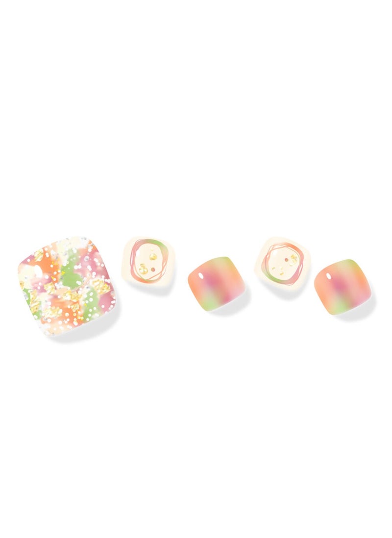 Orange Rainbow Korean Nail Art of 32 Piece – Elegant, Long-Lasting Pedicure