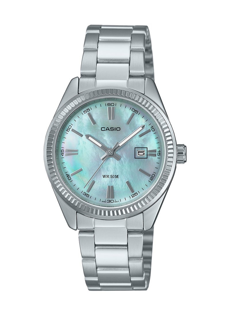 Casio Analog Quartz Blue Mother of Pearl Dial Stainless Steel Women's Watch LTP-1302DS-2A