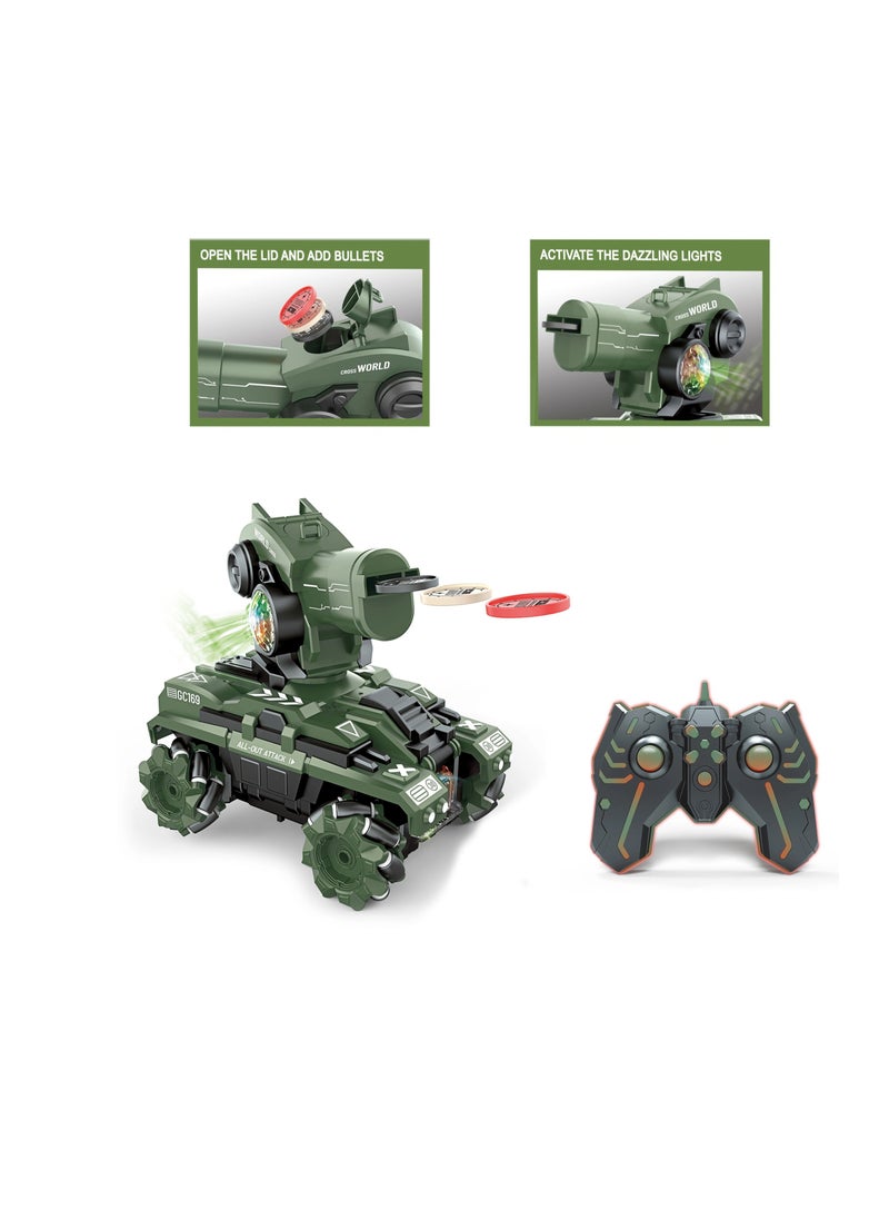 Remote Control UFO Tank Stunt RC Car Rotating Shoot Flying Saucer With Cool Light Music