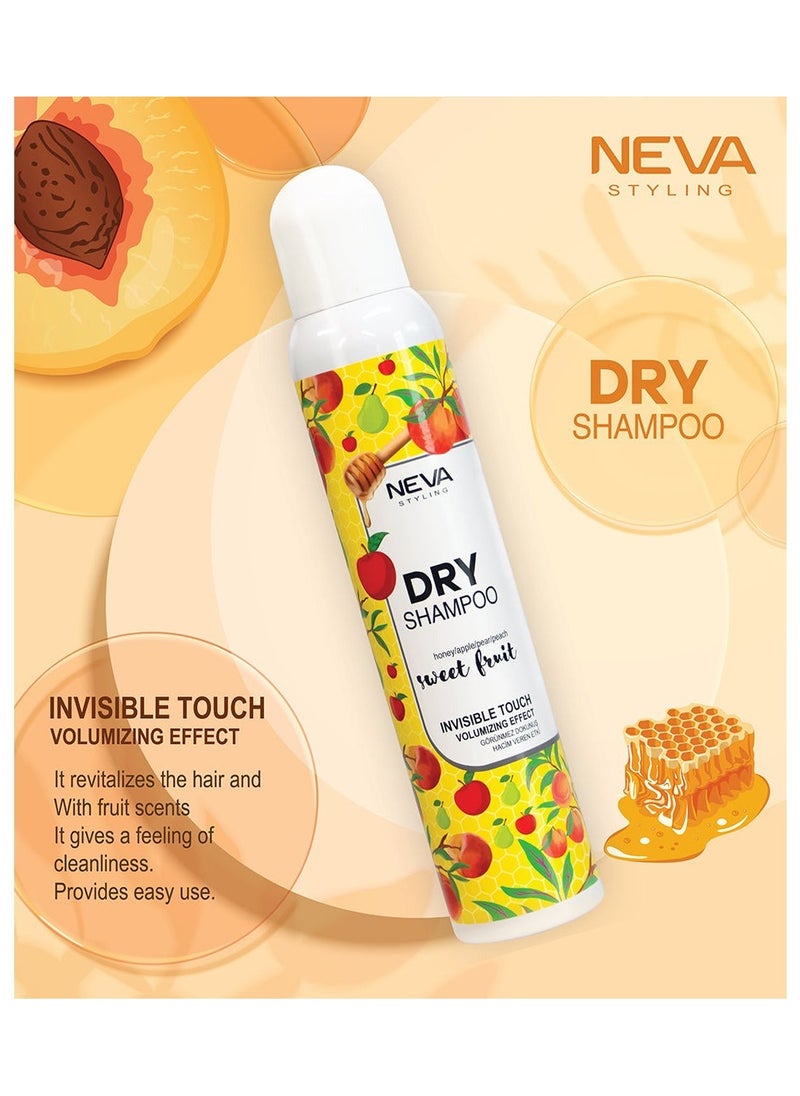 Neva Organic Vegan Dry Shampoo – Invisible Touch Volumizing & Oil-Absorbing – Sweet Fruit Honey, Apple, Pear & Peach, 200ml