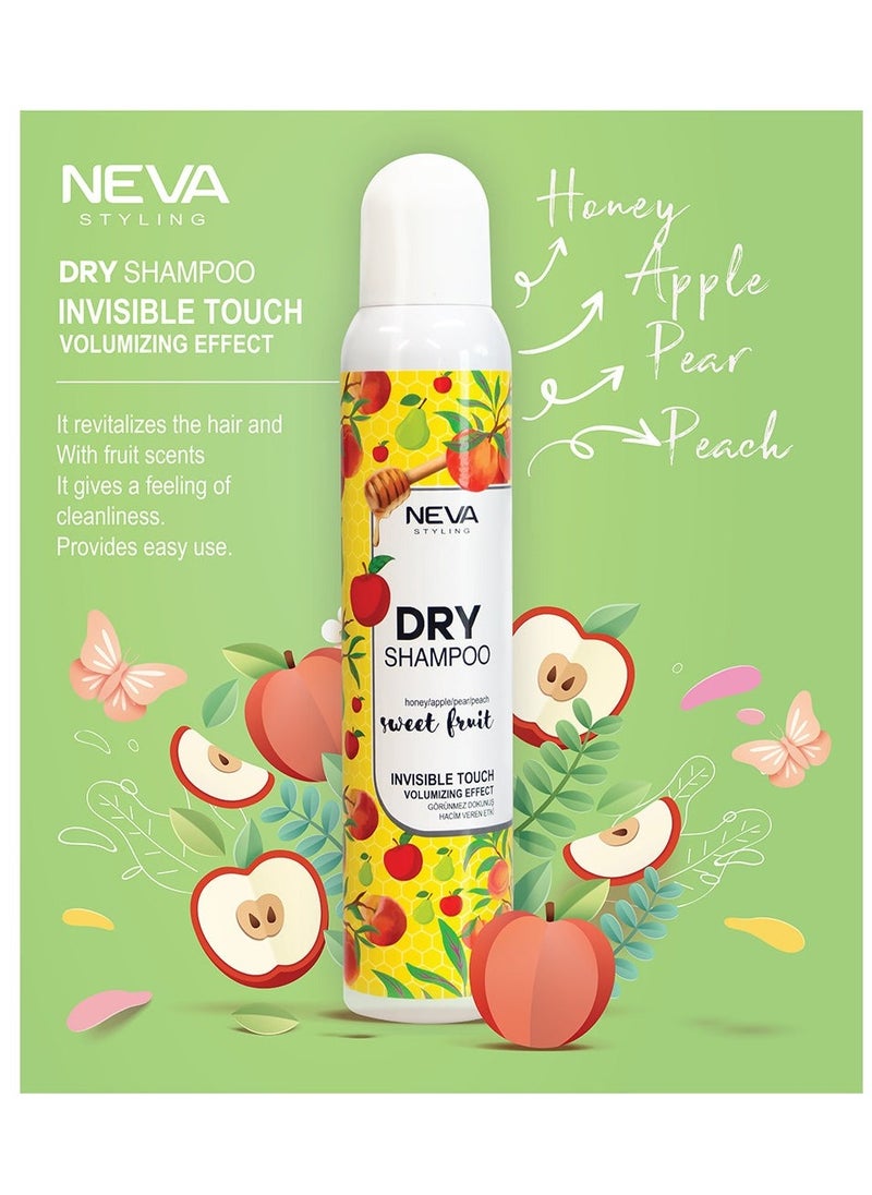Neva Organic Vegan Dry Shampoo – Invisible Touch Volumizing & Oil-Absorbing – Sweet Fruit Honey, Apple, Pear & Peach, 200ml