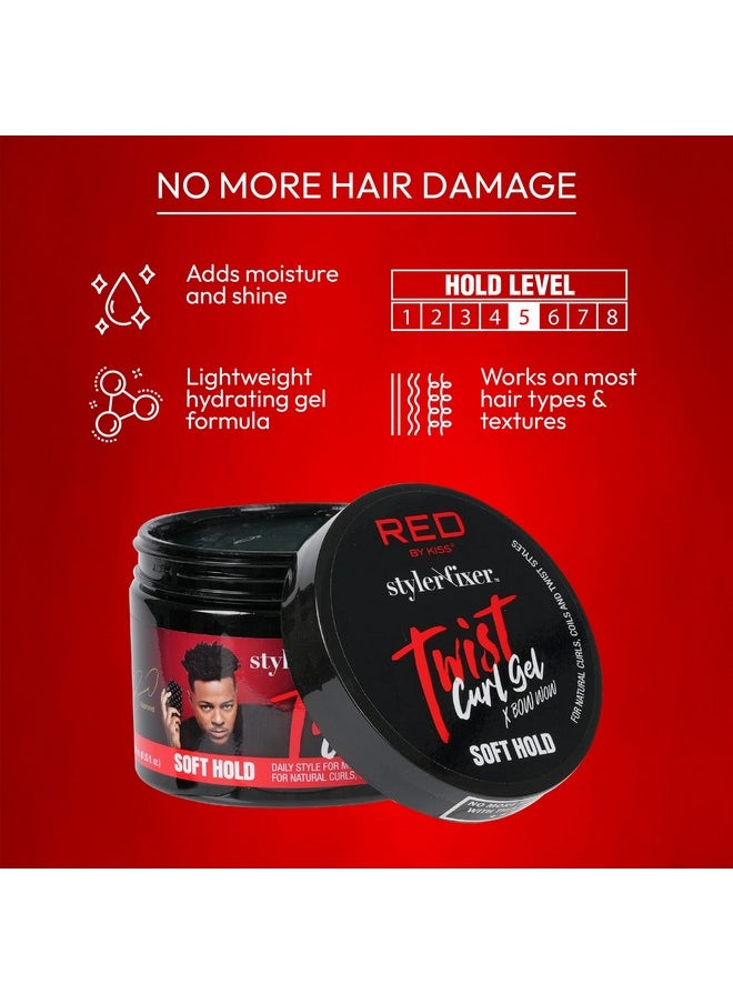 RED by Kiss X Bow Wow Styler Fixer Twist Curl Gel, Soft Hold for Afro Hair, Moisturizing with Coconut Scent, Ideal for 360 Waves & Twists, Nourished and Naturally Shiny