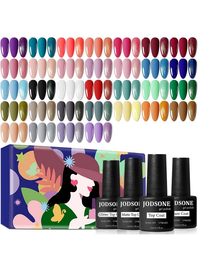 JODSONE 36 PCS Gel Nail Polish Set-32 Colors Gel Polish Kit Base Coat Glossy Matte and Glitter Top Coat Nail Polish Set Green Blue Red Pink Collection Gifts for Women