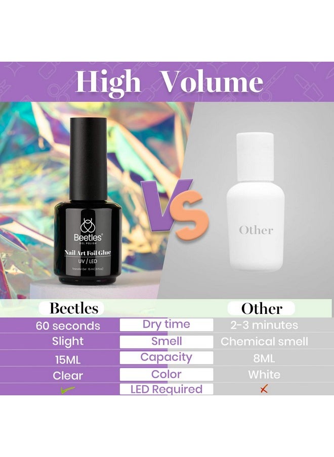 Beetles Nail Foil Glue Nail Art Foil Glue Gel for Foil Stickers Nail Glue Foil Transfer Gel 15ML Gel Nail Foil Transfer Glue Nail Art Manicure DIY LED Lamp Required Valentine's Day Gifts for Women