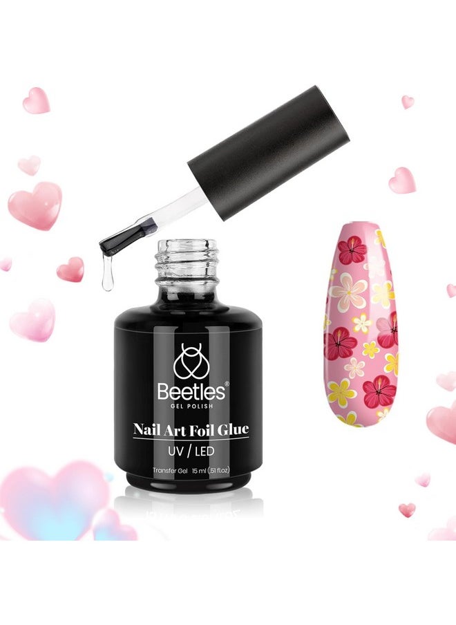 Beetles Nail Foil Glue Nail Art Foil Glue Gel for Foil Stickers Nail Glue Foil Transfer Gel 15ML Gel Nail Foil Transfer Glue Nail Art Manicure DIY LED Lamp Required Valentine's Day Gifts for Women