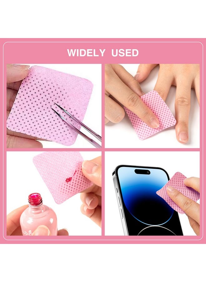BLUERISE Lint Free Nail Wipes Pink 600pcs Nail Polish Remover Pads Soft Absorbable Eyelash Extension Glue Cleaning Wipes