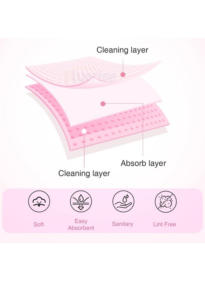 BLUERISE Lint Free Nail Wipes Pink 600pcs Nail Polish Remover Pads Soft Absorbable Eyelash Extension Glue Cleaning Wipes
