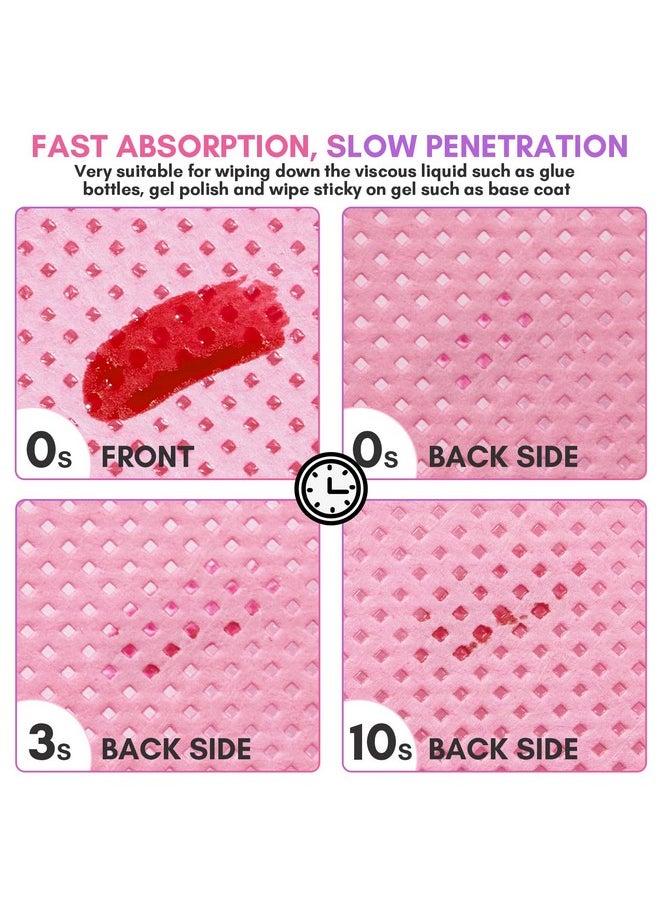 Makartt Lint Free Nail Wipes: Nail Polish Remover Pads 1000PCS Eyelash Extension Glue Wipes, Super Absorbent Soft Gel Nails Wipes Dry Wipes for Nail Prep and Gel Polish Remover, Pink