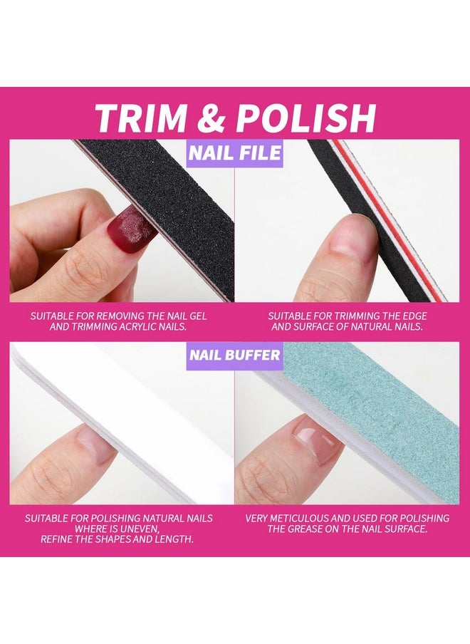 FANDAMEI Nail Polish Gel Remover Tools Kit with Nail Clips, 100ml Nail Polish Remover Bottle, 500 Nail Remover Cotton Pad, Nail Brush, Cuticle Pusher/Peeler, 100/180 Nail File,Buffer Block