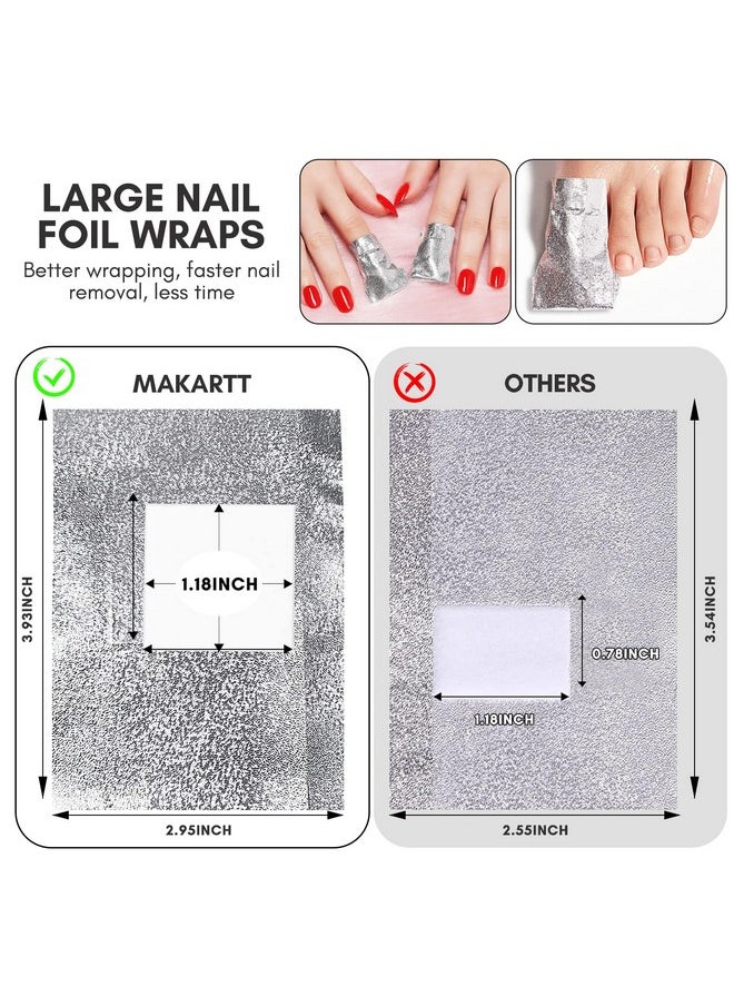 Makartt Nail Polish Remover, 100pcs Nail Foil Wraps for Soak Off Gel Polish Remover, with 1.18inch Pre-attached Lint Free Cotton Pads For Nails, Non Acetone Nail Polish Remover