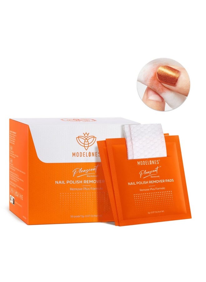 Modelones Nail Polish Remover Pads, Acetone Nail Polish Remover Wipes 50 PCS Professional PleaSCENT Individually Wrapped Wet Wipes Easily & Quickly Lemon Smell Glycerin Moisturizing Big Size Portable