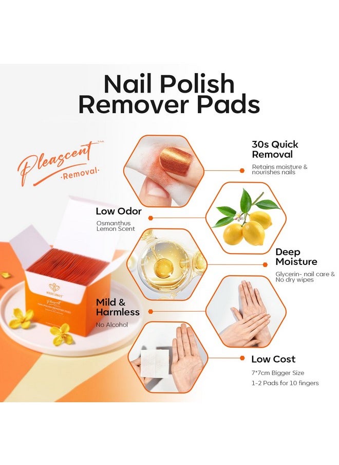 Modelones Nail Polish Remover Pads, Acetone Nail Polish Remover Wipes 50 PCS Professional PleaSCENT Individually Wrapped Wet Wipes Easily & Quickly Lemon Smell Glycerin Moisturizing Big Size Portable