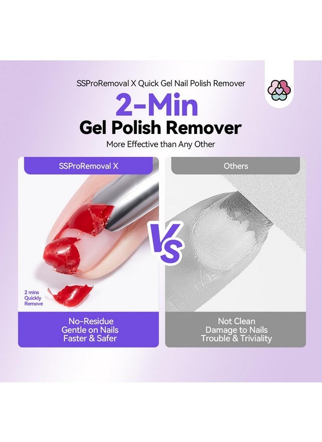SAVILAND Gel Nail Polish Remover Kit: 2-Min Fast SSProRemoval X Gel Polish Remover Castor Oil & VE Gel Remover with Cuticle Oil Pen Pusher Nail File for Builder Acrylic Dip Powder Less-Damaging Salon