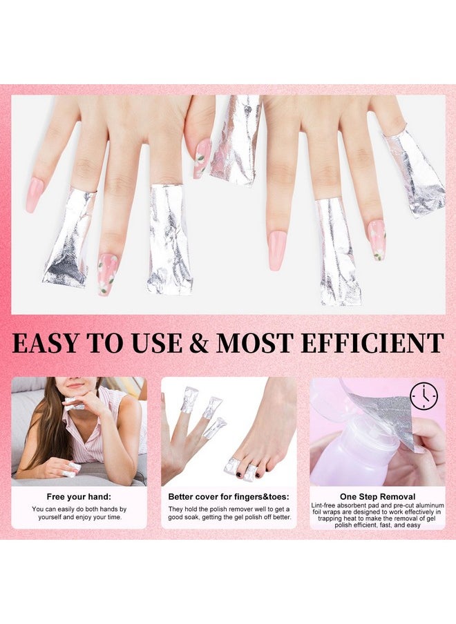 NXJ INFILILA Nail Foil - 300PCS Foil Nail Wraps Gel Nail Polish Remover Foil Wraps for Nails, Soak Off Gel Remover with Larger Cotton Pad for Removing Nail Polish at Home