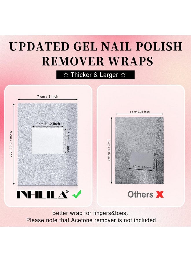 NXJ INFILILA Nail Foil - 300PCS Foil Nail Wraps Gel Nail Polish Remover Foil Wraps for Nails, Soak Off Gel Remover with Larger Cotton Pad for Removing Nail Polish at Home