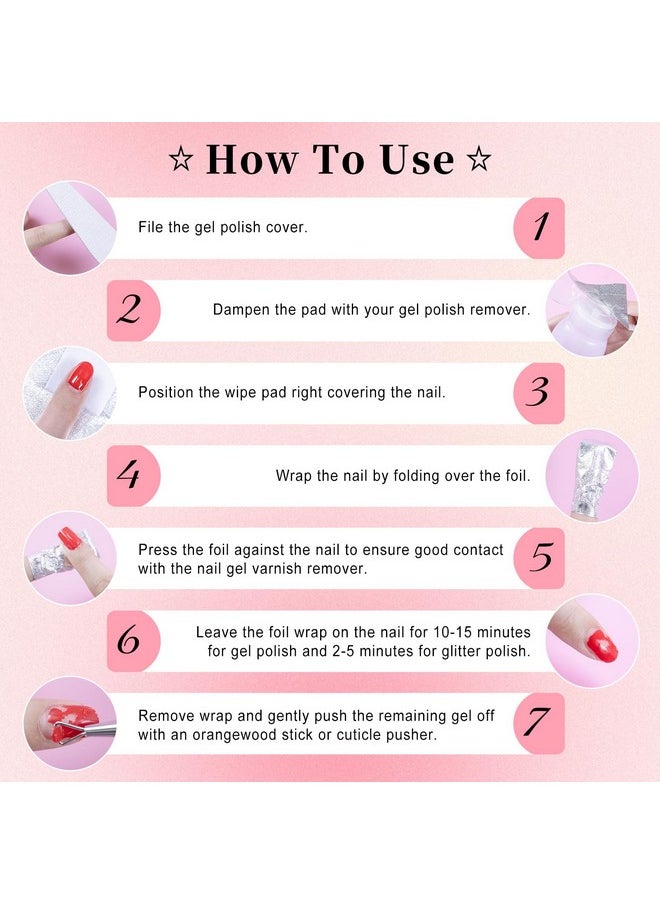 NXJ INFILILA Nail Foil - 300PCS Foil Nail Wraps Gel Nail Polish Remover Foil Wraps for Nails, Soak Off Gel Remover with Larger Cotton Pad for Removing Nail Polish at Home