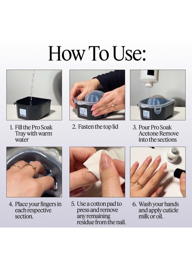 Nailboo 100% Acetone Nail Polish Remover & Soak Bowl, Gel Polish Remover for Nails, Pure Acetone Polish and Dip Powder Remover, Nail Salon Quality Removal, 16 Fl Oz