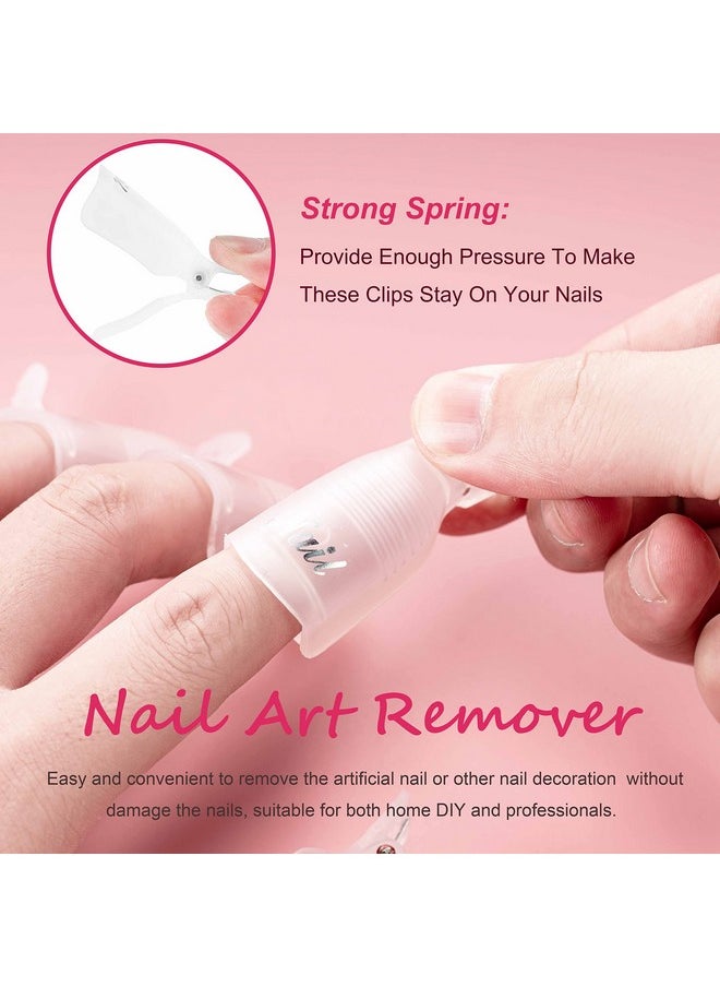 Gel Nail Polish Remover Tools Kit, with 10 Pcs Nail Clips, 400 Pcs Lint Free Nail Wipes, Nail Files 100/180, Buffer Block 400/4000, Nail Brush, Cuticle Pusher& Peeler (Clear)