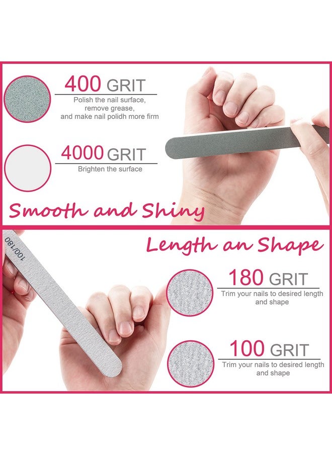 Gel Nail Polish Remover Tools Kit, with 10 Pcs Nail Clips, 400 Pcs Lint Free Nail Wipes, Nail Files 100/180, Buffer Block 400/4000, Nail Brush, Cuticle Pusher& Peeler (Clear)