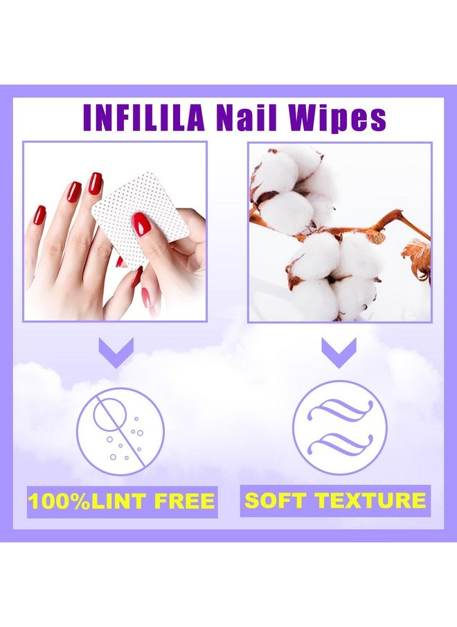 NXJ INFILILA Lint Free Nail Wipes, 540PCS Nail Supplies Nail Stuff Nail Polish Remover Wipes, Super Absorbent Dry Nail Prep Wipes Lash Extensions Glue Cleaning Wipes for Nail Art