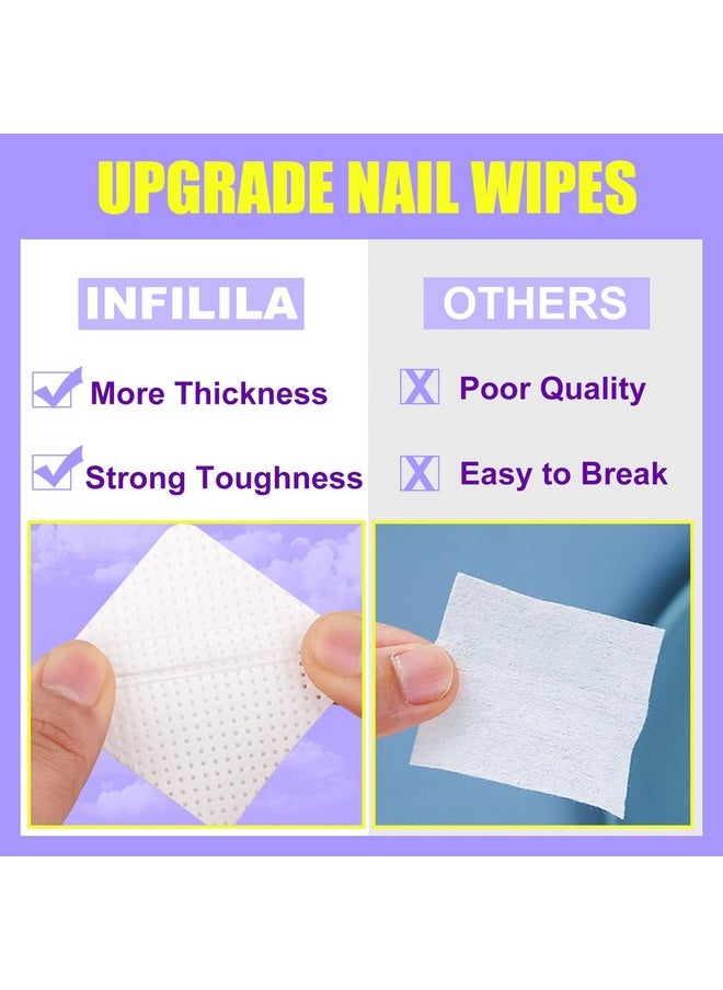 NXJ INFILILA Lint Free Nail Wipes, 540PCS Nail Supplies Nail Stuff Nail Polish Remover Wipes, Super Absorbent Dry Nail Prep Wipes Lash Extensions Glue Cleaning Wipes for Nail Art