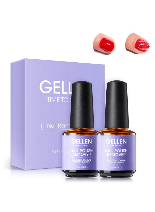 Gellen Gel Nail Polish Remover, 2 Pack Professional Gel Polish Remover for Nails, Quick & Easy Polish Remover In 3-5 Minutes, No Need for Foil Soaking Or Wrapping