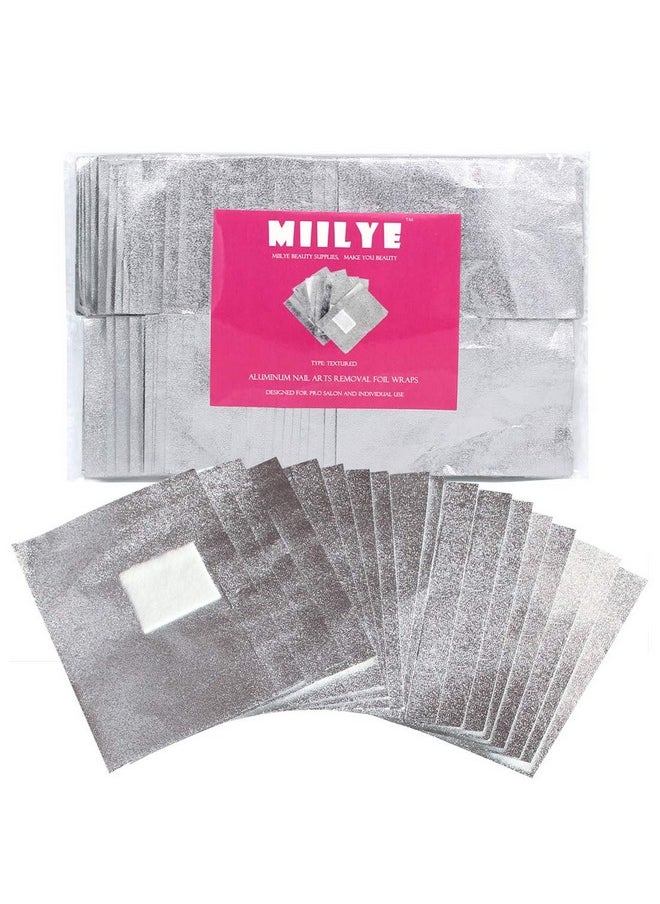 MIILYE Nail Polish Remover Foil Wraps for Acrylic/Dip Powder/UV/Gel/Polish Varnish Soak-off Removal, with Pre-attached Lint Free Pad (100x Gel Nail Polish Remover Wraps)