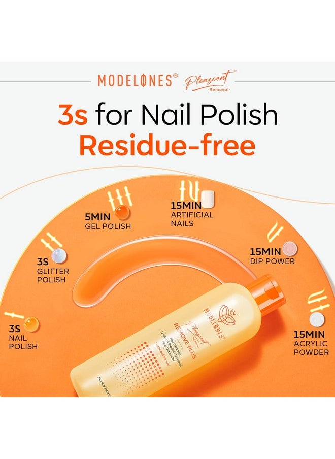 Modelones Nail Polish Remover PleaSCENT Ultra-Powerful Acetone Gel Nail Polish Remover Enriched with Jojoba Oil Nails Removes for Nail Glue Acrylic Dip Powder Nails Remover for Home Salon(8 FL.Oz.)