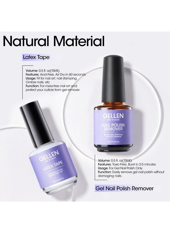 Gellen Gel Polish Remover Kit - Gel Nail Polish Remover with Latex Tape Peel Off Liquid and Manicure Tools, Quick & Easy Gel Polish Remover in 2-5 minutes, No Damage to Nails