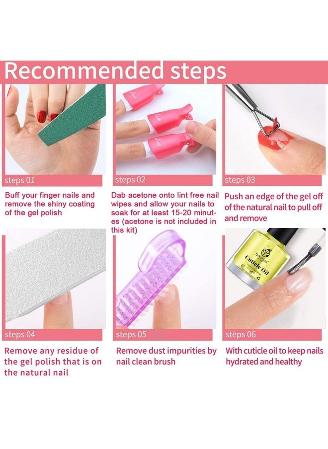 Beetles Gel Polish Remover Kit - Gel Nail Polish Remover with 450 Pcs Lint Free Nail Wipes/10 Pcs Gel Polish Remover Clips/Cuticle Oil/Cuticle Pusher/Nail File Valentine's Day Gifts for Women