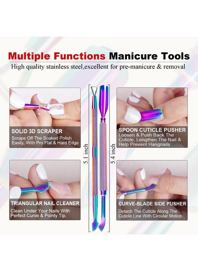 LOUINSTIC Gel Nail Polish Remover-2pcs with Nail Steel Pusher, Scraper and 2 Pieces Nail File, Quickly Remove Gel Polish in 2-5 Minutes at Home, No Need to Wrap and Soak