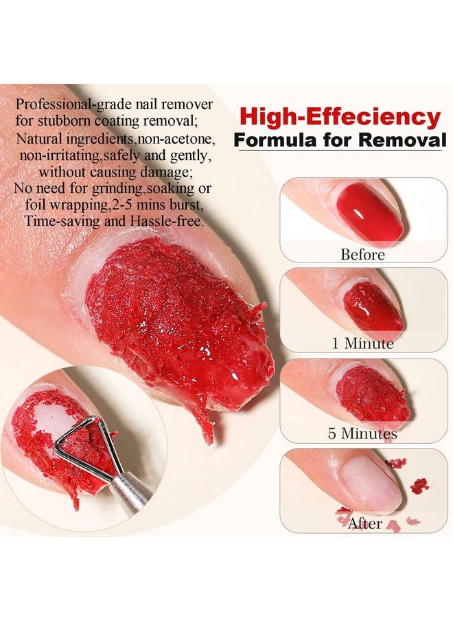 LOUINSTIC Gel Nail Polish Remover-2pcs with Nail Steel Pusher, Scraper and 2 Pieces Nail File, Quickly Remove Gel Polish in 2-5 Minutes at Home, No Need to Wrap and Soak