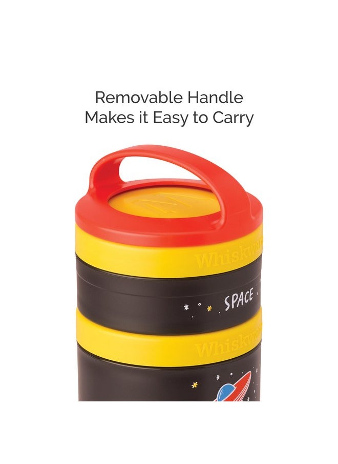 Whiskware Stackable Snack Containers for Kids and Toddlers, 3 Stackable Snack Cups for School and Travel, Space (Pack of 1)