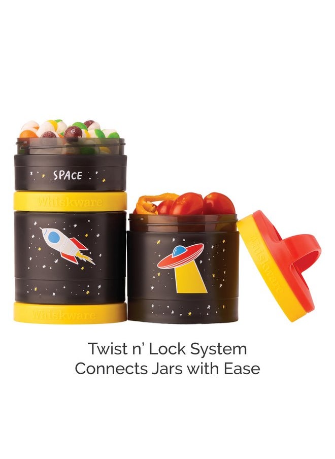 Whiskware Stackable Snack Containers for Kids and Toddlers, 3 Stackable Snack Cups for School and Travel, Space (Pack of 1)