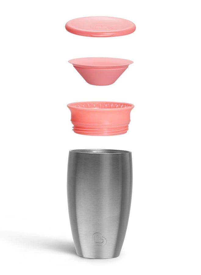 Miracle 360 Stainless Steel Insulated Double Walled Toddler Cup, 10 Oz, Keeps Drink Cool For Up To 15 Hours, 12 Months+ Pink