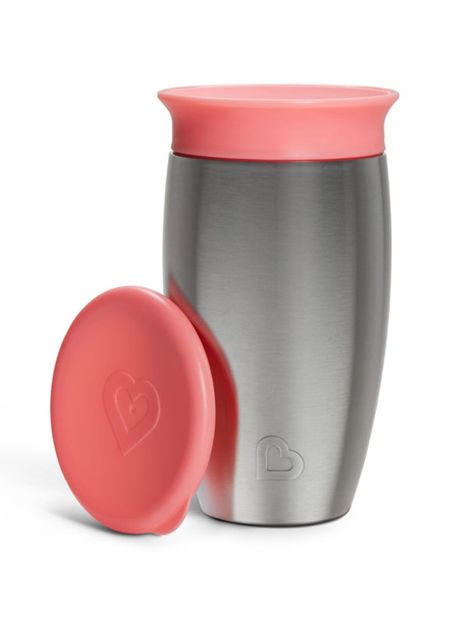 Miracle 360 Stainless Steel Insulated Double Walled Toddler Cup, 10 Oz, Keeps Drink Cool For Up To 15 Hours, 12 Months+ Pink
