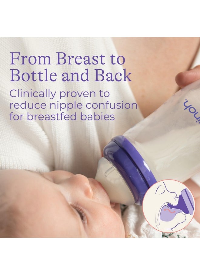 Lansinoh Anti-Colic Baby Bottle for Breastfeeding Babies, 5 Ounces, 1 Count, Includes 1 Slow Flow Nipple, Size S and Stackable Lid