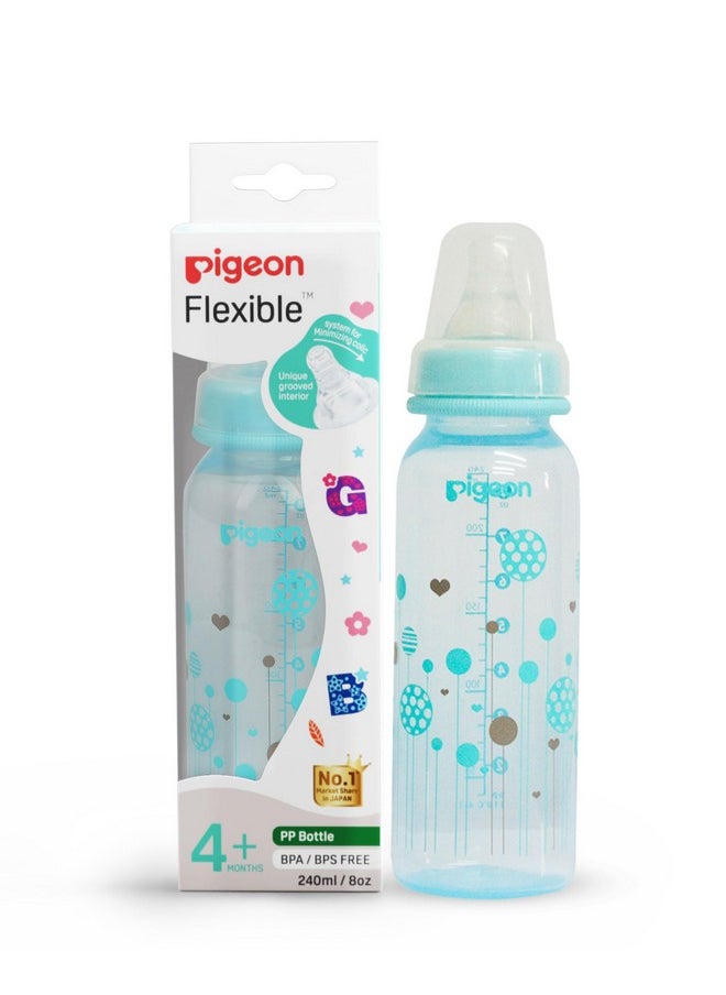Pigeon Peristaltic Baby Clear Nursing/ Feeding Bottle RPP,For 4+ Month Babies,BPA Free,BPS Free,Abstract,Blue,240 ml