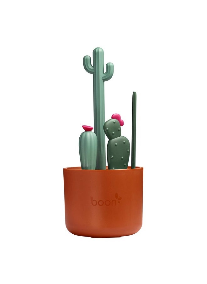 Boon Cacti Bottle Cleaning Brush Set - Includes Bottle Brush, Nipple Brush, Detail Brush, and Straw Brush - Baby Bottle Brush Set for Bottle Drying Rack - Baby Essentials - 4 Count
