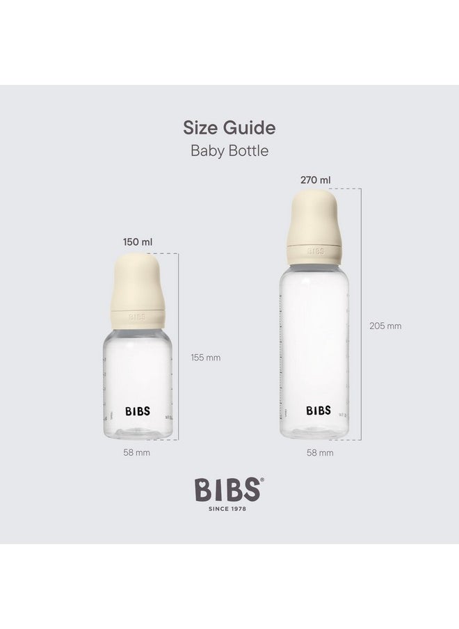 BIBS Baby Bottle 5 oz / 150 ml Silicone Nipple - Anti-Colic, BPA-Free, Round Nipple, Slow Flow, Lightweight & Easy to Clean, Suitable for Newborns 0+ Years - Blush