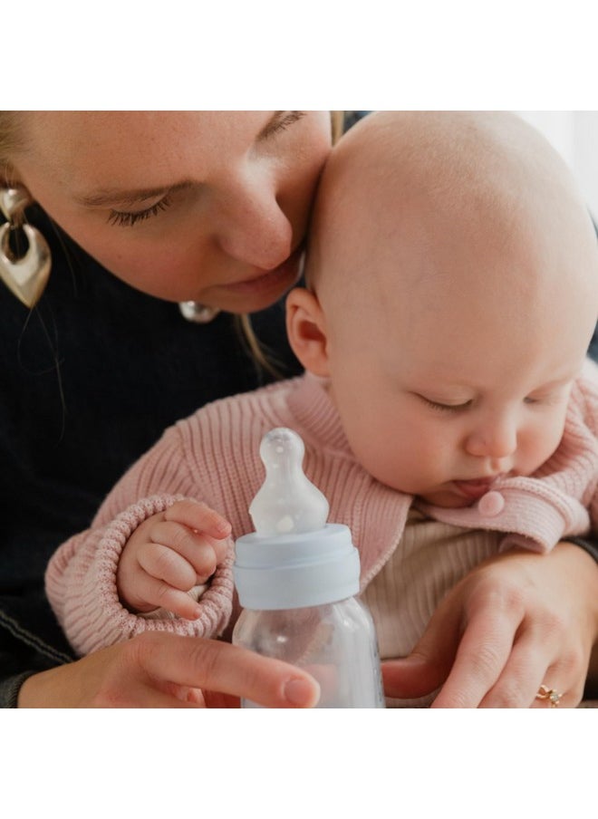 BIBS Baby Bottle 5 oz / 150 ml Silicone Nipple - Anti-Colic, BPA-Free, Round Nipple, Slow Flow, Lightweight & Easy to Clean, Suitable for Newborns 0+ Years - Blush